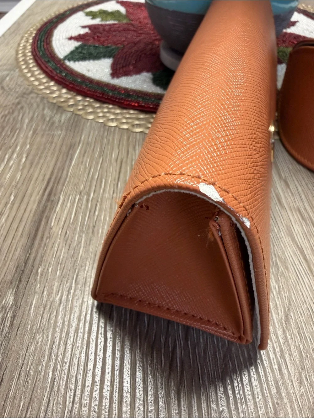 Lot of 2 Tory Burch Orange Saffiano Leather Eyewear Cases Gold Logo